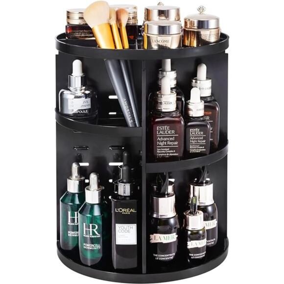 360 Rotating Makeup Organizer,DIY Adjustable Spinning Holder,Foldable Cosmetic - Picture 7 of 7